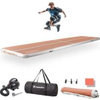 Pripučiamas mankštos kilimėlis inSPORTline Airstunt 500 x 100 x 10 cm Mocha Mousse su elektrine pompa