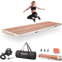 Pripučiamas mankštos kilimėlis inSPORTline Airstunt 400 x 100 x 10 cm Mocha Mousse su elektrine pompa