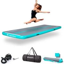 Pripučiamas mankštos kilimėlis inSPORTline Airstunt 400 x 100 x 10 cm pilkos spalvos su elektrine pompa