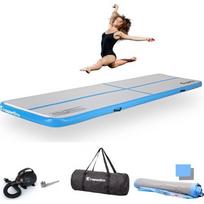 Pripučiamas mankštos kilimėlis inSPORTline Airstunt 400 x 100 x 10 cm baltas su elektrine pompa
