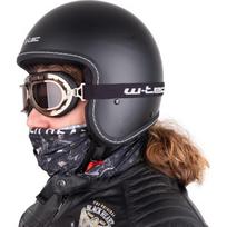 "Chopper" šalmas W-TEC Badachos su "Steamrust" akiniais - Matinė juoda