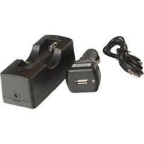 Automobilinis įkroviklis Li-ion 18650 baterijoms su USB laidu Yate