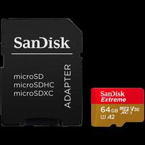 SanDisk Extreme microSDXC 64GB + SD Adapter + 1 year RescuePRO Deluxe up to 170MB/s & 80MB/s Read/Write speeds A2 C10 V30 UHS-I U3