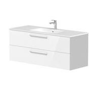 Vonios spintelė Kame Gama 120cm 2 stalčiai (push to open), be praustuvo, Baltas Matinis BU/12-3DR/D2-PO