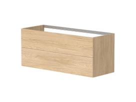 Vonios spintelė Kame Gama 120cm 2 stalčiai (paspaudus atidaryti), Po stalviršiu, Be kriauklės, Šviesus ąžuolas BUC/12-3DR/35-PO