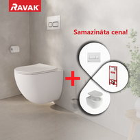 Tualeto puodo komplektas Ravak SETWC1 Rėmas G II/1120 + puodas Chrome AquaSpin su SoftClose dangčiu + Balta Mygtukas Uni