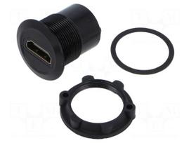 Adapter | HDMI socket,both sides | Body: black | Thread: M22 | 1÷10mm