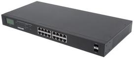 Intellinet 16-Port Gigabit Ethernet PoE+ Switch with 2 SFP Ports, LCD Display, IEEE 802.3at/af Power over Ethernet (PoE+/PoE) Compliant, 370 W, Endspan, 19" Rackmount