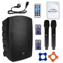 V-TONE BQ12 GO MP3 - active 8" battery-powered speaker with wireless microphone and remote control, black