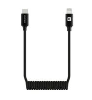 Kabelis Evelatus  AutoSpring Coiled Cable USB C to Lightning connector  1.2M black cable