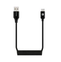 Kabelis Evelatus  AutoSpring Coiled Cable USB A to USB C connector 1.2M Black