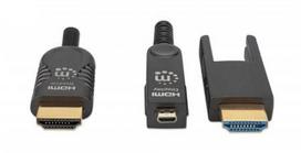 Manhattan HDMI to Micro HDMI Plenum-Rated Cable, 4K@60Hz (Premium High Speed), 20m, Active, Detachable HDMI Male (Type A), Male to Male, Black, Gold Plated Contacts, Lifetime Warranty