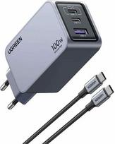 Ugreen Nexode Pro EU 3-Port GaN PD Fast Charger With USB-C Cable Universal Black, Grey AC Fast charging Indoor