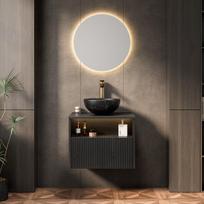 Kriauklės komplektas su spintele, 60 cm, keramika, LED, 1 vnt