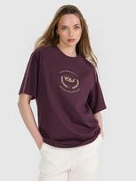 Moteriški T-shirt oversize marškinėliai su grafika - violetiniai