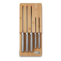 Peilių komplektas su stovu 5 vnt. su nerūdijančio plieno ašmenimis Elevate Bamboo – Joseph Joseph