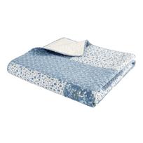 Iš medvilnės dygsniuota lovatiesė mėlynos spalvos 220x230 cm Floral Patchwork – Bianca