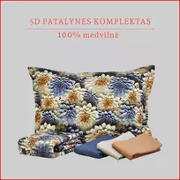 5D patalynės komplektas - Antklodės užvalkalas 200x200 cm. + pagalvės užvalkalai 50x70 cm. (2 vnt.)