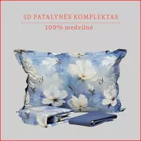 5D patalynės komplektas - Antklodės užvalkalas 220x200 cm. + pagalvės užvalkalai 50x70 cm. (2 vnt.)