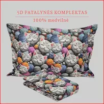 5D patalynės komplektas - Antklodės užvalkalas 140x200 cm. + pagalvės užvalkalas 50x70 cm. be užtrauktuko (1 vnt.)