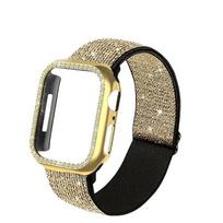 Bling dėklas ir dirželiai Apple Watch,  Bling auksinis dėklas su juostele