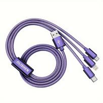 3-in-1 greito įkrovimo USB laidas,  Violetinė