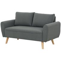 Dvivietė sofa, medžiaginė sofa, 2 nugaros pagalvėlės, velveto užvalkalas, 145 x 75 x 78 cm, antracito spalvos