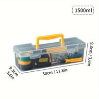 Skaidri plastikinė įrankių dėžė,  Geltona 1500ml