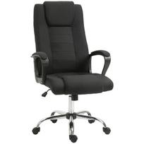 Biuro kėdė, kompiuterinė kėdė su svyravimo funkcija, galvos atrama, ergonomiška rašomojo stalo kėdė, sukiojama, reguliuojamo aukščio, „Linen-Touch“ juodos spalvos, 62 x 76 x 110–119 cm