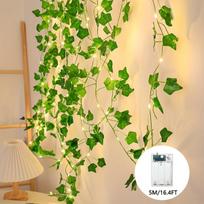 Žalių lapų girlianda su šviesomis, 5M / 16,4FT