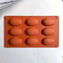 9 Dalių kriauklių šokolado sausainių kepimo silikoninė forma, 1/2/3 vnt., Raudona plyta 1