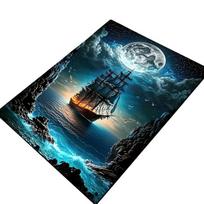 Milžiniškas piratų laivo kilimas jūros tematika, 120 * 160 cm (47 * 62 colių)
