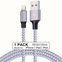Nailoninis USB įkrovimo laidas, 1 pakuotė - 10Ft (3m)