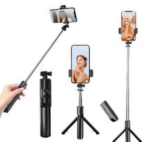 Ištraukiama selfie lazdelė trikojis, iRing žiedas juoda spalva