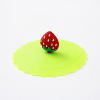 Universalūs silikoniniai puodelių dangčiai,  Green+ Strawberry
