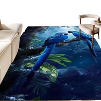 Mėlynas papūgų ir lapų kilimas,  150 cm x 200 cm / 59 x 78,74 colio