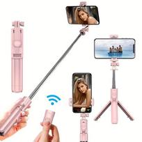 Ištraukiama selfie lazdelė trikojis, iRing žiedas rožinė spalva