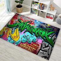 3D hip-hop graffiti kilimas, 120cm iki 160cm