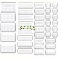 Skaidrūs plastikiniai stalčių organizatoriai, 37 dalių skaidrus saugojimo rinkinys