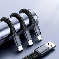 3-in-1 USB-A į USB-C laidas,  Juoda