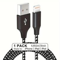 USB-A į Lightning laidas, 3 pakuotės – 6,6 pėdų (2 m)