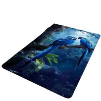 Mėlynas papūgų ir lapų kilimas,  60 cm x 90 cm / 23,62 colio x 35,43 colio