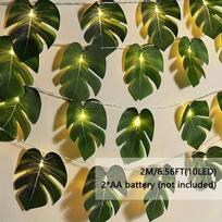 Monstera lapų LED girlianda, 2 m / 6,56 pėd