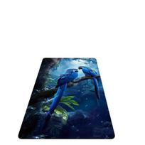 Mėlynas papūgų ir lapų kilimas,  80 cm x 120 cm / 31,5 colio x 47,24 colio