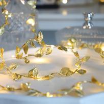 LED lapų girlianda auksinė, 3,28 pėdų / 1m10 led
