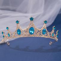 Prabangus mėlynas tiara diadema