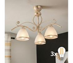 Brilagi - LED prigludusi liustra ANTICO 3xE27/60W/230V balta patina