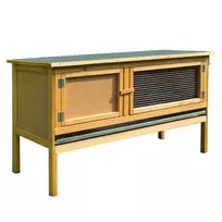 Medinis triušių narvas su atidaromu stogu, 2 durelėmis ir ištraukiamu padėklu, 115x44,3x65 cm, šviesiai geltonas