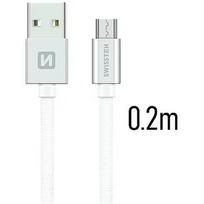 Swissten Textile Quick Charge Universal Micro USB Data and Charging Cable 0.2m SW-QU-MICR-USB-0.2-SI