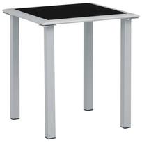 vidaXL Sodo stalas, juodas/sidabrinis, 41x41x45cm, plienas ir stiklas
